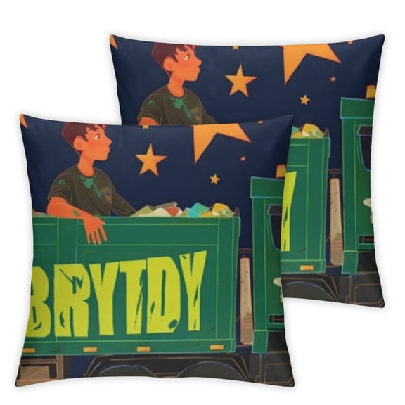 Birthday Boy Garbage Trucks Dump Great Day Recycle Funny Throw Pillow