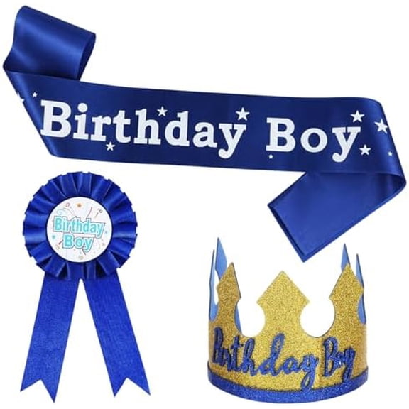 Birthday Boy Hat, Prince Crown Birthday Boy Party Accessory Supplies King Crown Boys Birthdays Party Dress-Up Set for Boys Birthdays Party Decoration