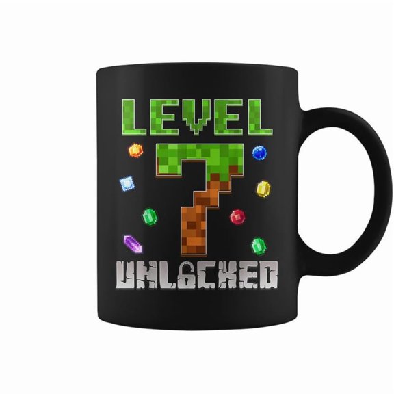 Birthday Boy Level 7 Unlocked 7Th Birthday Game Pixel Coffee Mugs