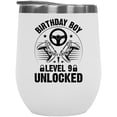 thumbnail image 1 of Birthday Boy Level 9 Unlocked, 9th Bday of a Video Gamer, White 12oz Wine Tumbler, 1 of 5