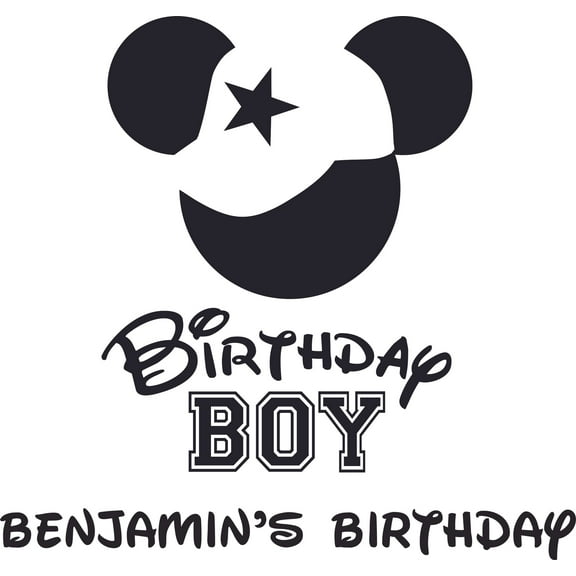 The Birthday Boy Logo Cartoon Design Customized Name Wall Decal - Custom Vinyl Wall Art - Personalized Name - Baby Girls Boys Kids Bedroom Wall Decal Room Decor Stickers Decoration Size (27x30 inch)