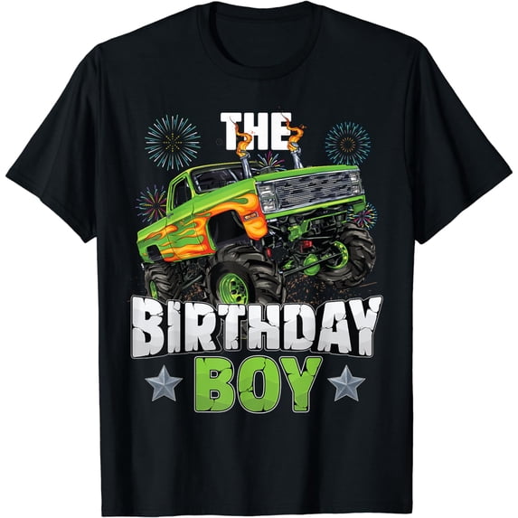Birthday Boy Monster Truck car Bday Party boys Toddlers T-Shirt