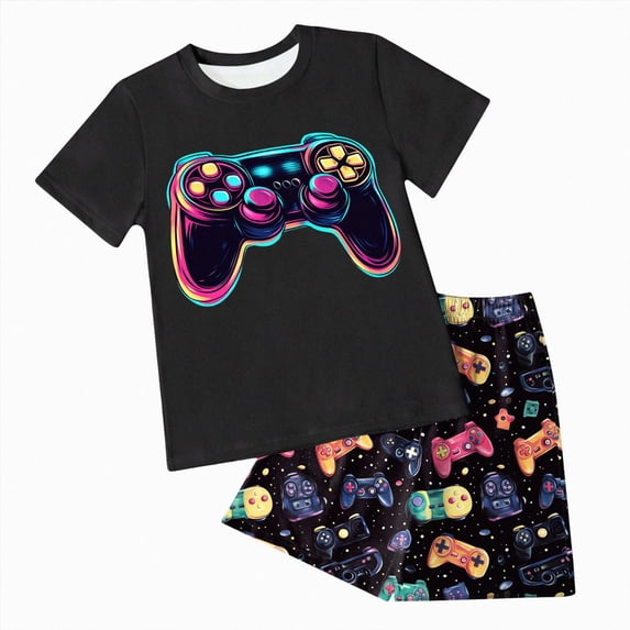 Birthday Boy Outfit Boys Summer Clothing Set Short Sleeve Tree Print Round Neck T Shirt Shorts Beach Vacation Outfit