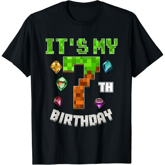 Birthday Boy Shirt It'S My 7Th Birthday Video Game Pixel T-Shirt Unisex S-5XL Hot Trending Shirt, Vintage Birthday Gift