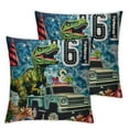 thumbnail image 1 of Birthday Boy T-Rex Dinosaur Monster Truck 4 Years Old Throw Pillow, 1 of 7