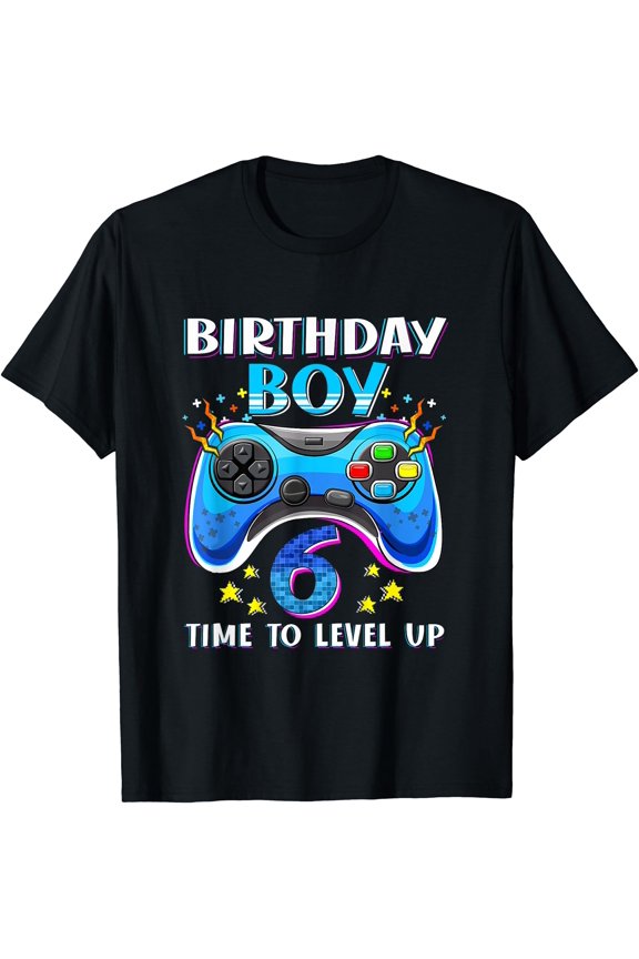 Birthday Boy Time To Level Up Gamer Video Game 6 Years Old T-Shirt