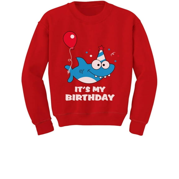Birthday Boy or Girl Shark Top Funny Gift Toddler Kids Sweatshirt 5T Red