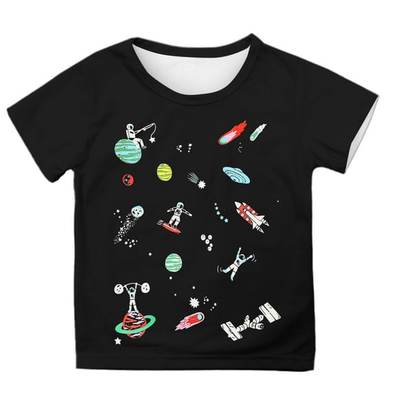 Birthday Boys Girls Shirt 8-9 Years Black Top for Kids Girls Unisex Round Neck Eggs Bunny Outfits Pulloverr T Shirt Tractor Dinosaur Trendy Clothes