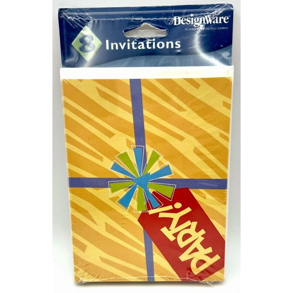 Birthday Bright Colors Balloons Cake Adult Theme Party Invitations W/Envelopes