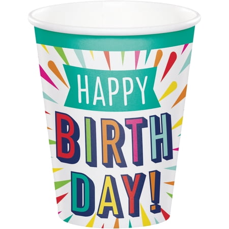 Birthday Burst 9 oz Paper Cups 24 Count for 24 Guests