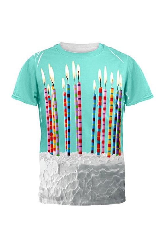 Birthday Cake All Over Adult T-Shirt - X-Large