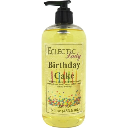 Birthday Cake Bath Oil - Scented Body Oil - Relaxing & Moisturizing Bathing Oil - Fragrance Body Oil For Dry & Rough Sensitive Skin - 16 oz