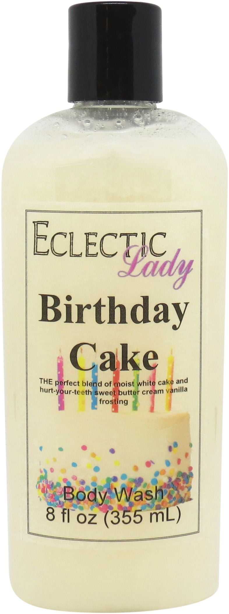 Birthday Cake Body Wash by Eclectic Lady, Liquid Shower Gel for Women and Men, 8 Ounces