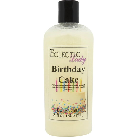 Birthday Cake Body Wash by Eclectic Lady, Liquid Shower Gel for Women and Men, 8 Ounces