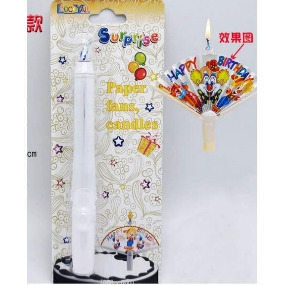 Birthday Cake Candle, Burst-Up Fan Candle, Unique Fan Shaped Surprise Cake Decoration, Safe Sturdy Wax Plastic Construction, Multi-Sensory Party Accessory, 14.7x1.7cm