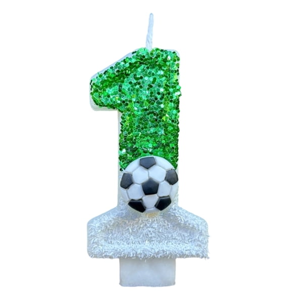 Birthday Cake Candle, Soccer Number Cake Topper, Sparkling Sequins Football Theme Birthday Party Decorations