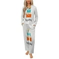 thumbnail image 1 of Birthday Cake Celebration Illustration Simple Womens Pyjamas Set Button Up Pyjamas Womens with Long Sleeve Top And Wide Leg Pants V-neck Loungewear Sets, 1 of 9