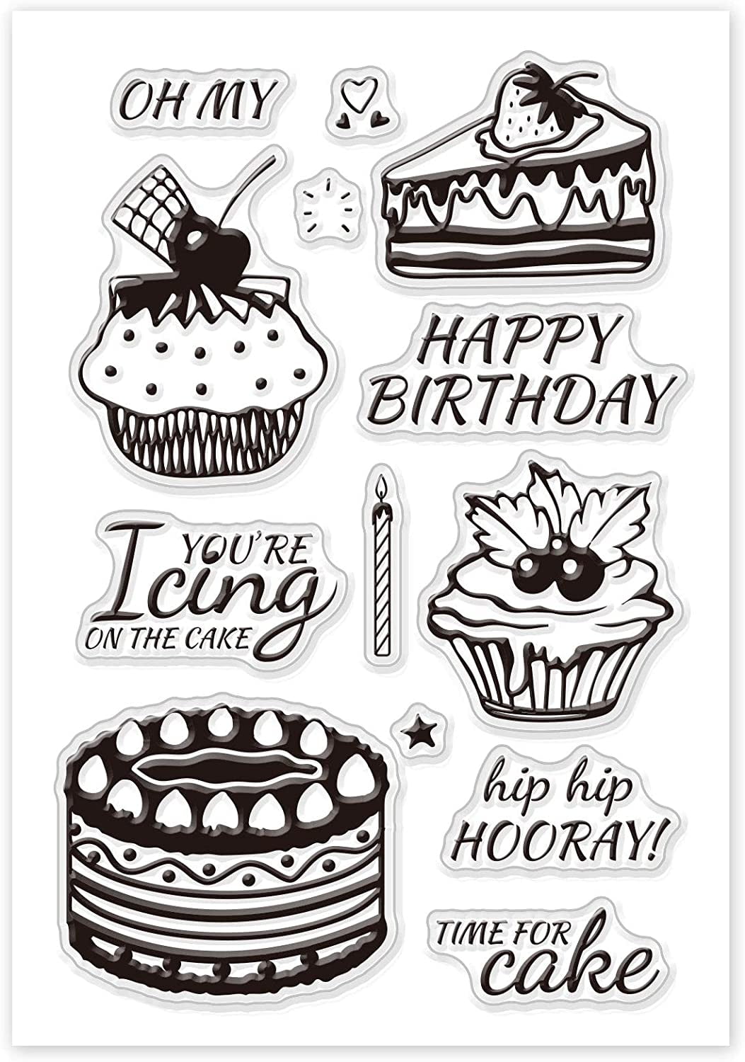 Birthday Cake Clear Stamps Silicone Stamp Cards Happy Birthday Blessing ...