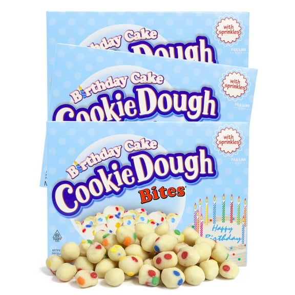 Birthday Cake Cookie Dough Bites, Movie Night Candy, Pack of 3, 4 Ounces per Box