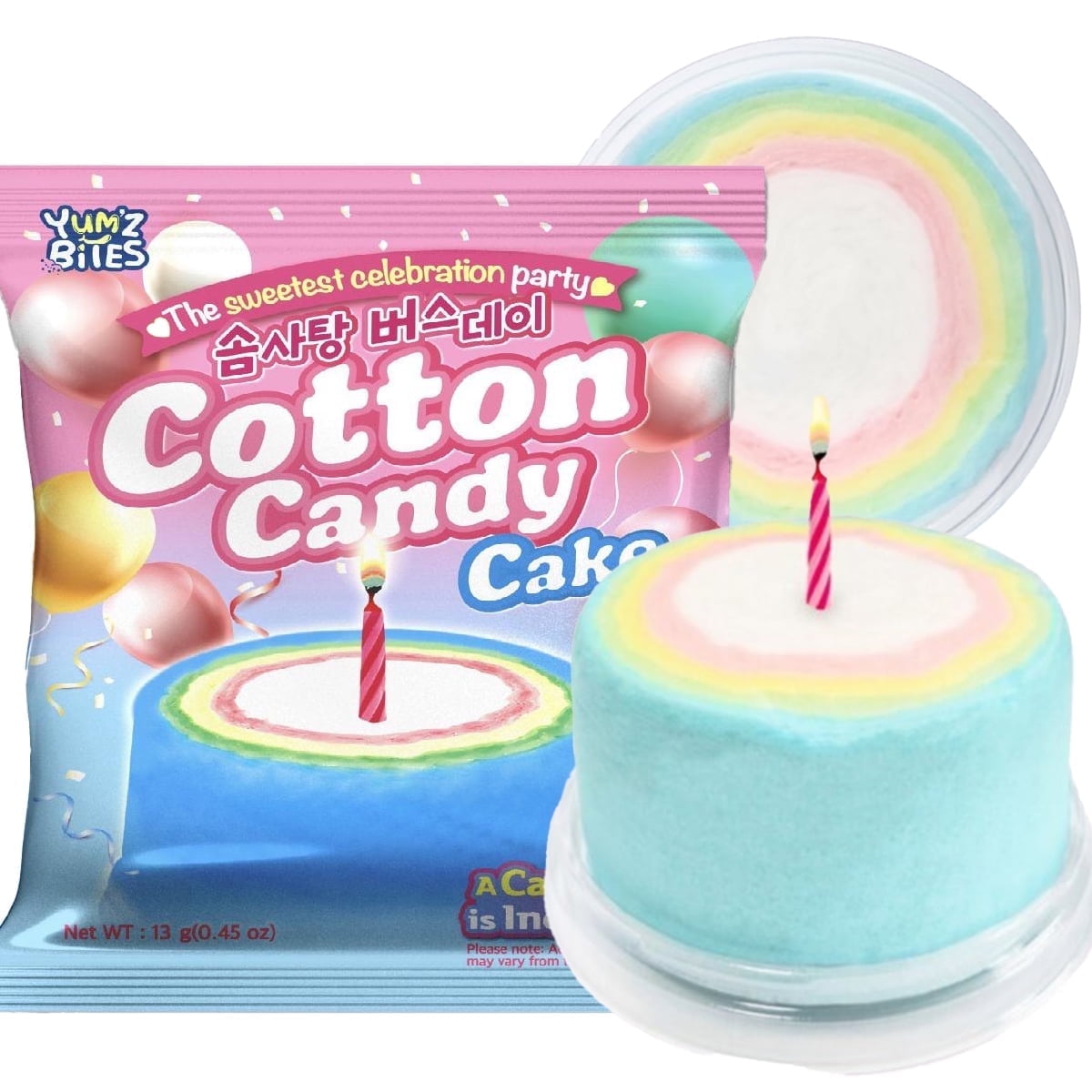 Birthday Cake Cotton Candy Rainbow Cotton Candy including 1 candle 4 flavors