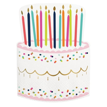 Birthday Cake (Die Cut) 20 Ct Party/Beverage Napkins