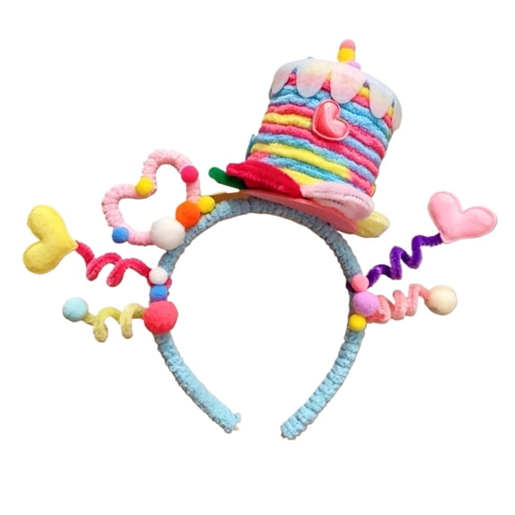 Birthday Cake Headband, Rainbow Star Party Headband, Adjustable Twisted Fabric Hair Accessory for Birthday Parties, Celebrations, Weddings and Themed Events