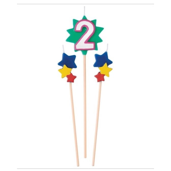 Birthday Cake Pick Candles #2, 5 1/2-7 Inches, 3 Count