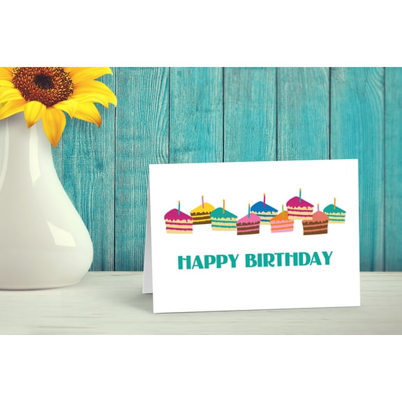 Birthday Cake Slices Happy Birthday Card - Birthday - 10 Count Boxed Set Birthda