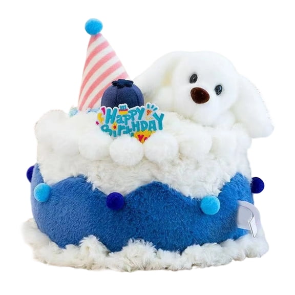 Birthday Cake Topper Plush - 9.8 inch Mini Birthday Animal Stuffed Dolls with Cat for Cake Decoration, Party Supplies, Birthday Gift, Cute Plushie Figurines Set C, 1Pcs