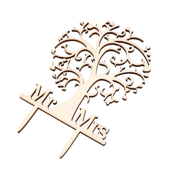 HOMEMAXS Mr & Mrs Tree Style Wooden Cake Topper for Wedding Anniversary Birthday Parties 22 * 17cm