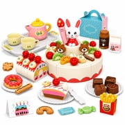 Mundo Toys Birthday Cake Toy Set, 85 Pieces Pretend Play Food Dessert Kitchen Toy for Kids Ages 3+