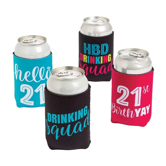 Birthday Can Coolers - Party Supplies - 12 Pieces