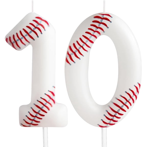 Birthday Candle, Baseball Birthday Number Candles, Baseball Themed Candle Cake Topper for Boys Girls Kids Birthday Cake Topper Reunions Theme Party Supplies (Number 10)