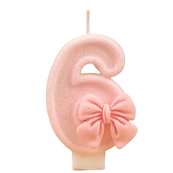 Birthday Candle Cartoon Glitter Bow Number Candle for Birthday Party Decor, 1 Piece