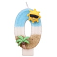 thumbnail image 1 of Birthday Candle Number Island Style Blue White Brown with Sun and Tree Cartoon Creative Party Cake Topper Decoration, Tropical Numeric Candle for Celebration, Paradise Themed Cake Decor, 1 of 4