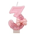 thumbnail image 1 of Birthday Candle Number Pink Glitter with Bow Cartoon Creative Party Cake Topper Decoration, Glamorous Numeric Candle for Celebration, Dazzling Party Cake Decor, 1 of 6