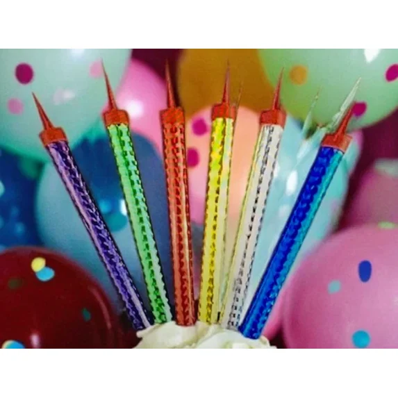 Birthday Candles 12 Pcs Total 6 Pcs Multi-Color Candles 6 Pcs Gold Candles