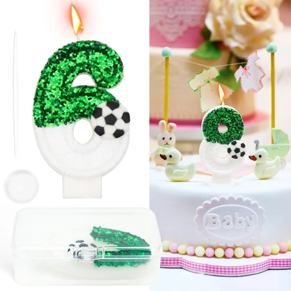 Birthday Candles, Birthday Number Candles, Glitter Number 6 Candle Cake Topper W