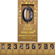 VITAM AMO Birthday Candles Black Color 3D Style Birthday Cake Toppers Large Size Cake Candles with Eyecatching Metallic Luster for Birthday, Party, Wedding Decorations Number 0