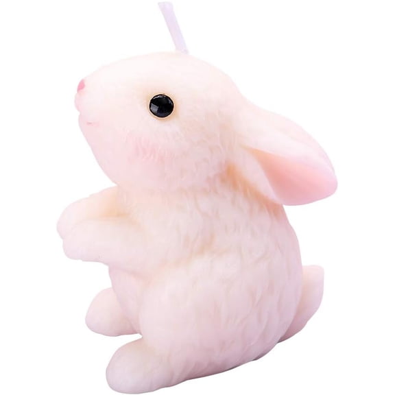 Birthday Candles Blushing Rabbit Candles Zoo Animal Smokeless Cake Topper Candle for Party Supplies and Wedding Favor (Look up)