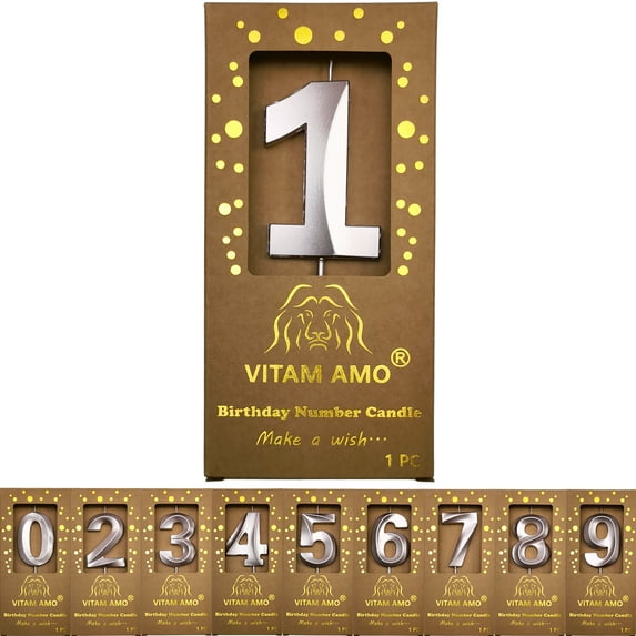 Birthday Candles Champagne Color 3D Style Birthday Cake Toppers Large Size Cake Candles with Eyecatching Metallic Luster for Birthday, Party, Wedding Decorations Number 1