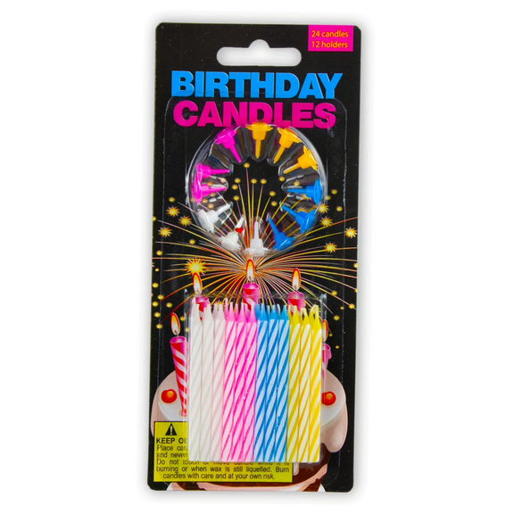 Birthday Candles and Decorative Holders Set, 36 Pieces Set with Color Coordinated Holders to Elevate Your Cake, Allowing Candles to Sit Above for a Fun and Stylish Birthday Celebration, Mix