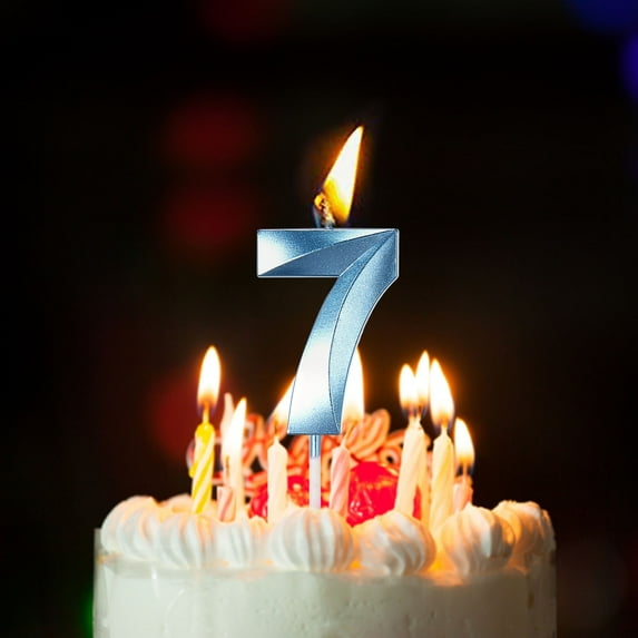 Birthday Candles Extended Big Number Candle Multicolor 3D Design Cake Topper Decoration For Any Celebration/ Number Birthday Candle Age Candle Cake Decoration Party Supplies Blue 7
