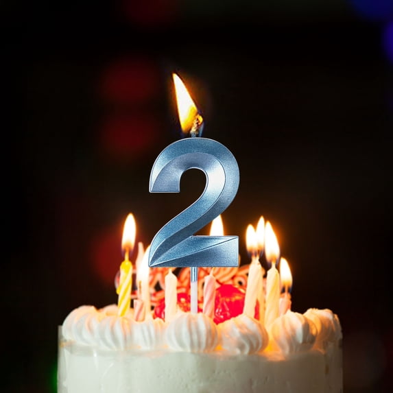 Birthday Candles Extended Big Number Candle Multicolor 3D Design Cake Topper Decoration For Any Celebration/ Number Birthday Candle Age Candle Cake Decoration Party Supplies Blue 2