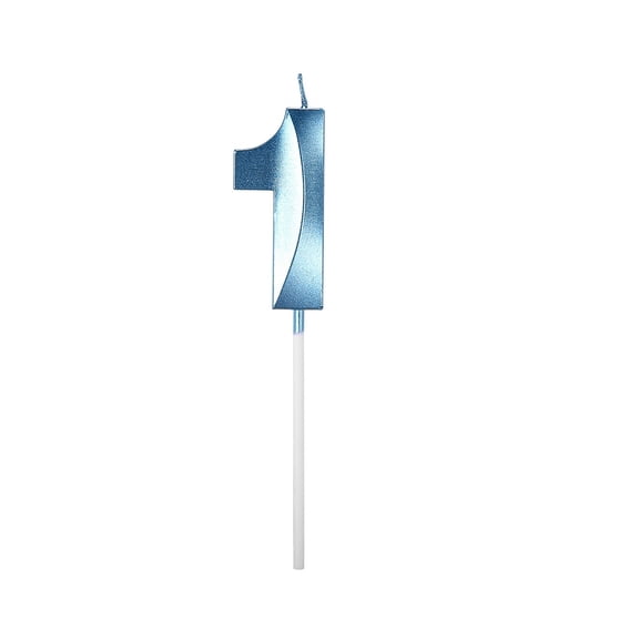 Birthday Candles Extended Big Number Candle, Multicolor 3D Design Cake Topper Decoration for Any Celebration, Blue Number 1
