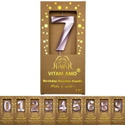 VITAM AMO Birthday Candles Elegant Gold Color 3D Style Birthday Cake Toppers Large Size Cake Candles with Eyecatching Metallic Luster for Birthday, Party, Wedding Decorations Number 5