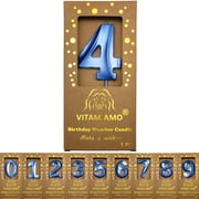 VITAM AMO Birthday Candles Elegant Gold Color 3D Style Birthday Cake Toppers Large Size Cake Candles with Eyecatching Metallic Luster for Birthday, Party, Wedding Decorations Number 2