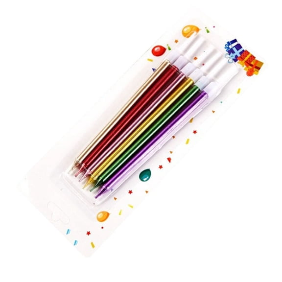 Birthday Candles Tall Slender Stick Cake Topper Celebration Decorative Sparkling Dessert Anniversary Party Ornament Holiday Candles,Multicolor