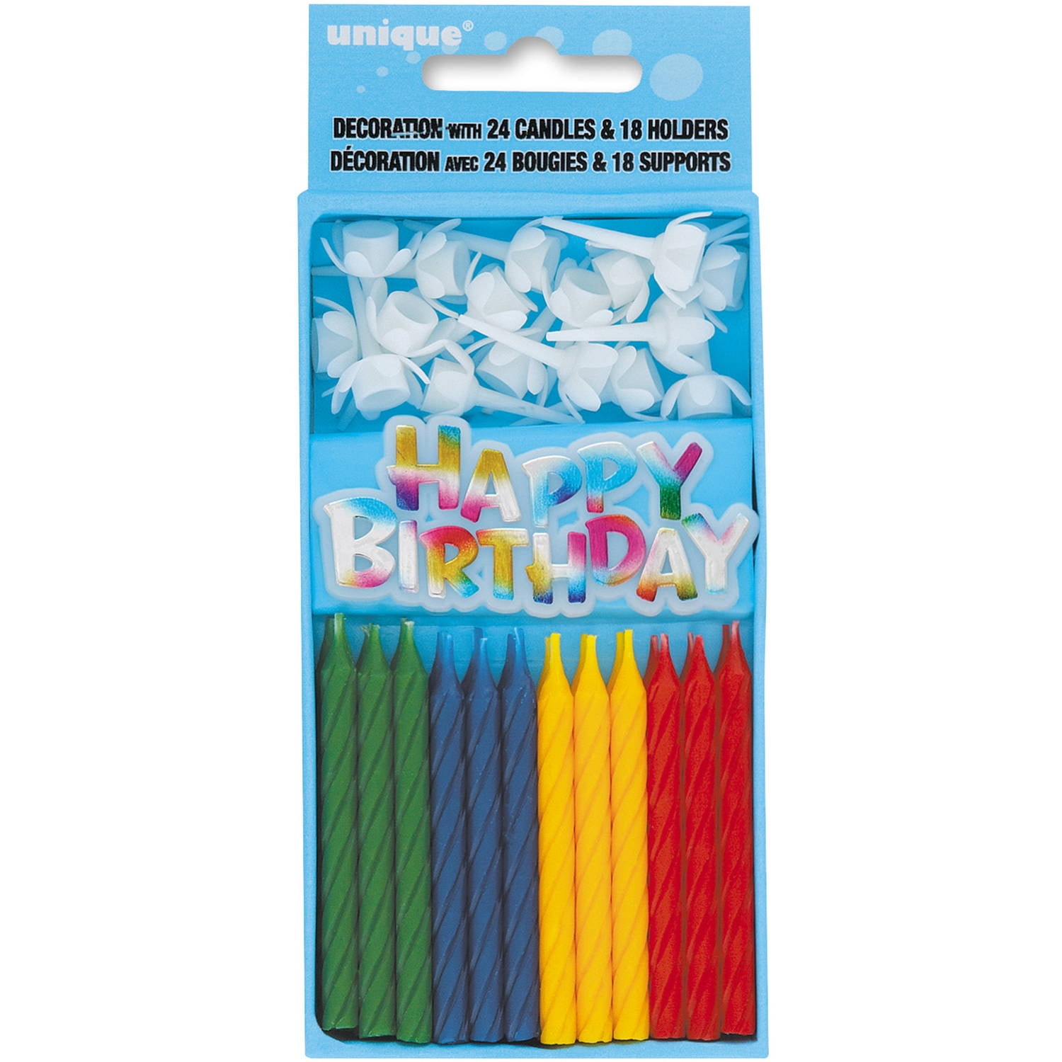 Birthday Candles and Happy Birthday Cake Topper, Assorted, 43pc