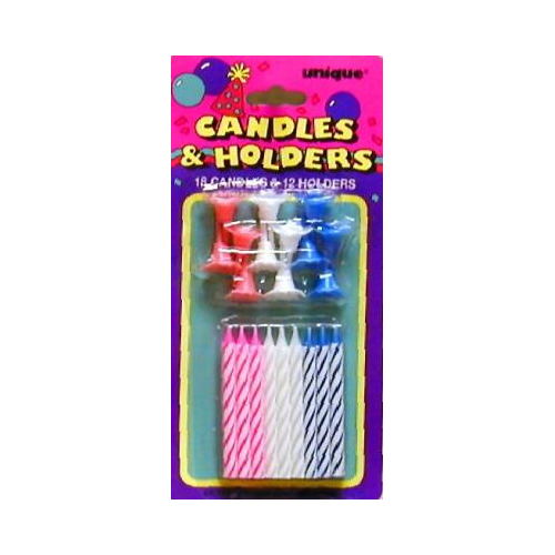 UNIQUE INDUSTRIES Birthday Candles and Holders, Assorted, 30ct